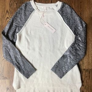 Rebecca Taylor Leopard Metallic & Cream Sweater